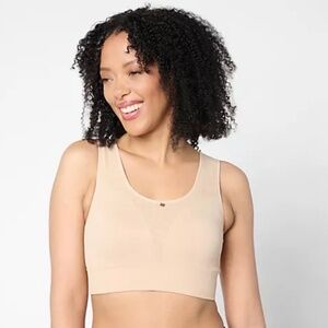 Breezies Floral Jacquard Seamless Wirefree Contour Bra Sunbeige -Large